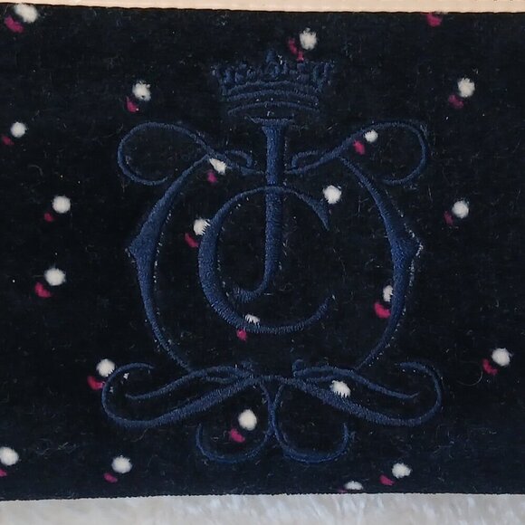 Vintage Y2K Juicy Couture Velour Polka Dot Wallet Navy Blue - Picture 5 of 7